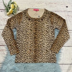 Charlotte Tarantola Cheetah Lightweight Sequin Silk Blend Cardigan
